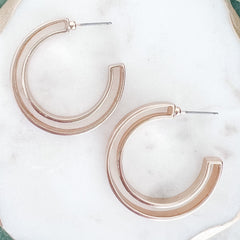 1" Double Hoop Earrings - Gold