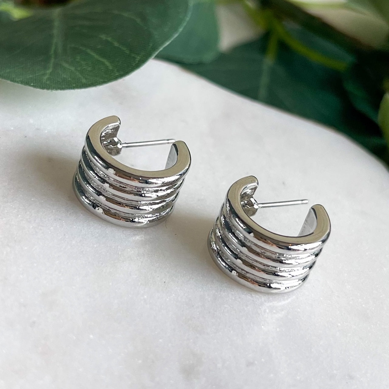 1/2" Huggie Earrings - Silver
