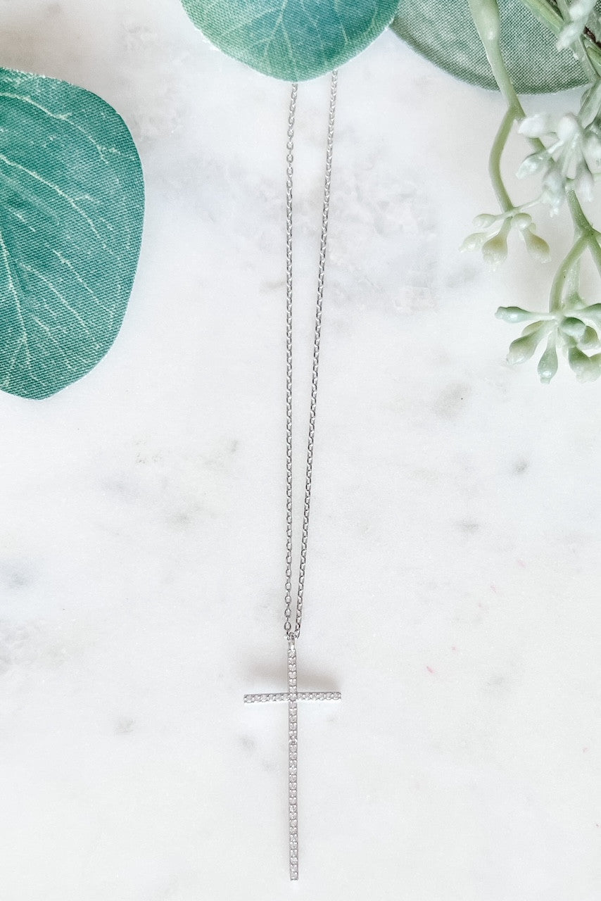 CZ Large Cross Necklace