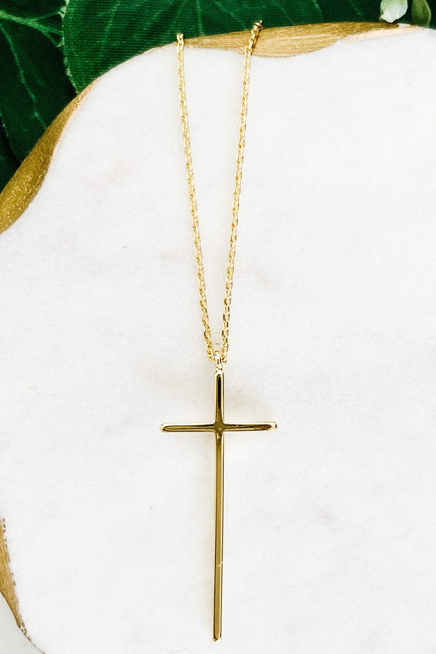Large Gold-Dipped Cross Necklace