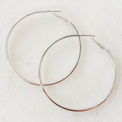 2" Thin Hoop Earrings - Silver