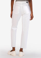 Reese High Rise Straight Raw Hem Ankle - Optic White