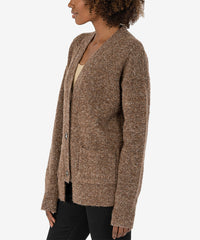 Addie Button Front Cardigan - Brown