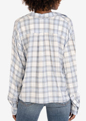 Alcott Button Down Long Sleeve Shirt - Blue/White