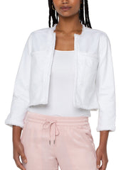 Cropped Jacket W/ Braid - Bright White