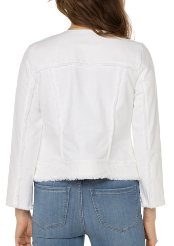 Frayed Zip Jacket - Bright White