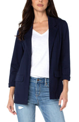 Solid Boyfriend Blazer W/ Princess Darts