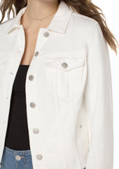 Denim Jacket W/ Shredded Hem - Praire White