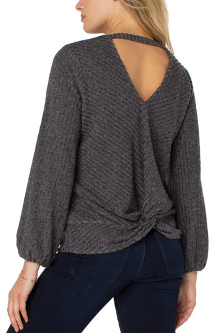 Twist Back Long Sleeve Knit Top