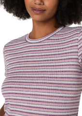 Slim Fit Crew Neck Knit Tee - Multi Color Stripe