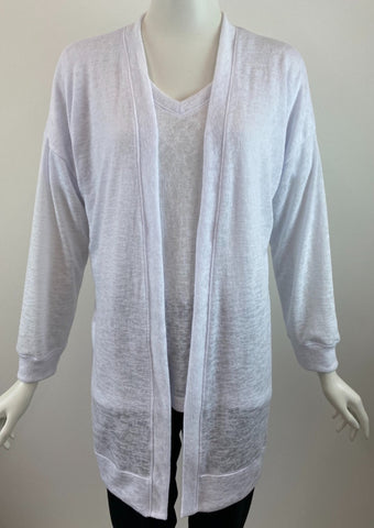Open Front Light Long Cardigan - White