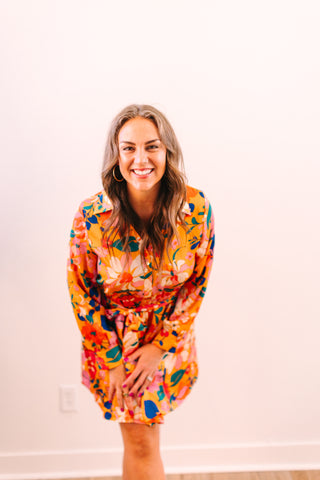 Flower Pattern Button Up Dress