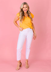 Reese High Rise Straight Raw Hem Ankle
