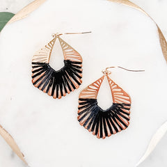Thread-Wrapped Gold Dangle Earrings