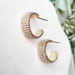 Textured Hoop Earrings - Gold