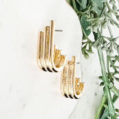 J-Shape Metal Earrings - Gold