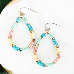 Thread Wrapped Teardrop Earrings - Multi