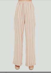 Elastic Waist Stripe Wide Leg Pant
