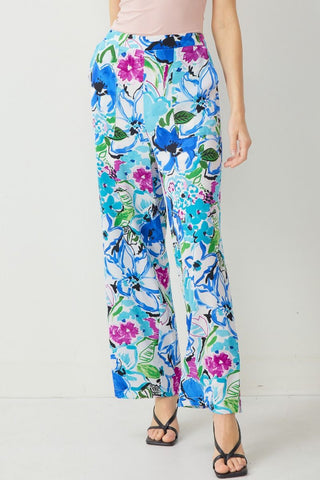 Floral Pattern Elastic Pants