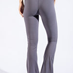 High Waist Band Bell Bottom Leggings - Titanium