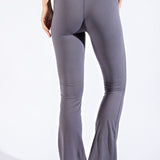 High Waist Band Bell Bottom Leggings - Titanium