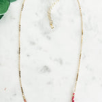 Gold Dipped Precious Stone Necklace - Pink