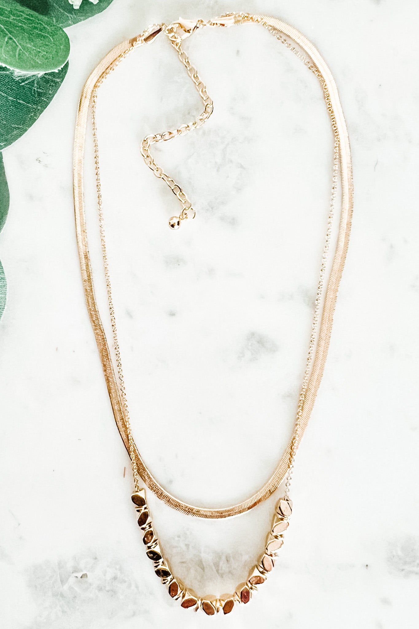 Two-Layer Gold Bead Necklace - Gold
