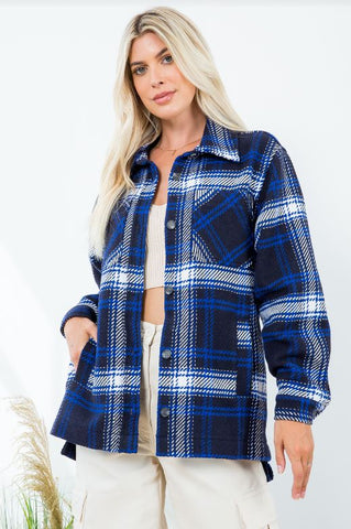Plaid Oversize Shacket With Chest Pocket