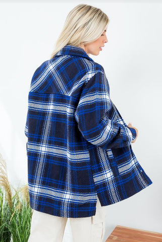 Plaid Oversize Shacket With Chest Pocket