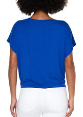 Twist Front Dolman Modal Knit Tee - Bombshell Blue